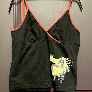 HD Harley Davidson Heart Flames Chain Black Tank Top Size L